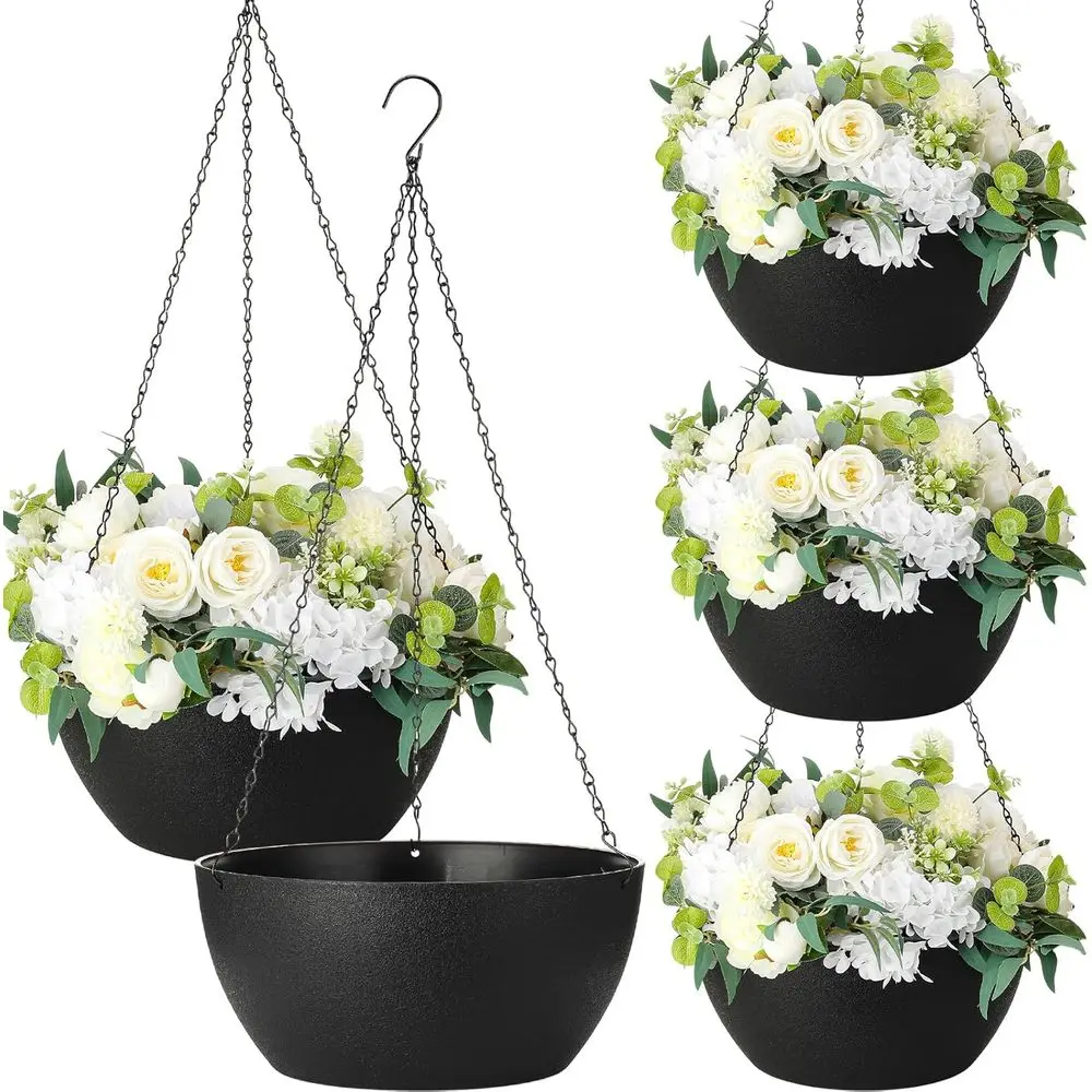 4 Pack 13 Inch Large Hanging Planters with Drainage for Indoor and Outdoor Use - Round Pots for Home, Garden, Porch, Balcony, an
4 Pack 13 Inch Large Hanging Planters with Drainage for Indoor and Outdoor Use - Round Pots for Home, Garden, Porch, Balcony, an
