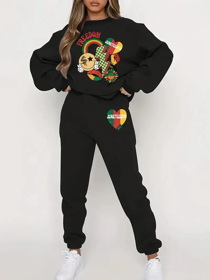 2 sets of smiling face and loving mother pattern, 2 sets of women's crew neck sweatshirt and casual long sweatpants, women's wea
2 sets of smiling face and loving mother pattern, 2 sets of women's crew neck sweatshirt and casual long sweatpants, women's wea