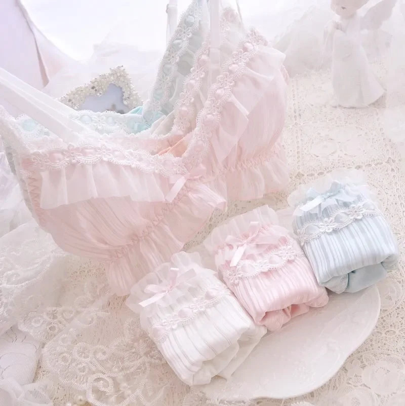 Kawaii Underwear Comfortable Bra Bikini Set Lolita Girl Cute Bow Bra & Panties Lingerie Set Bras Briefs Women Bra and Panty Set
Kawaii Underwear Comfortable Bra Bikini Set Lolita Girl Cute Bow Bra & Panties Lingerie Set Bras Briefs Women Bra and Panty Set