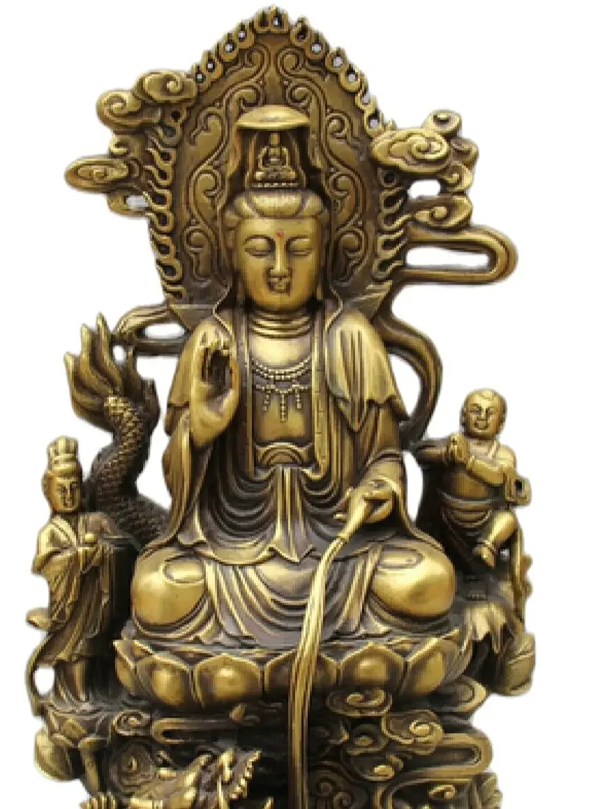 18" Chinese Copper Seat Dragon Boy Kwan-yin Guan Yin Boddhisattva Vase Statue 45cm
18" Chinese Copper Seat Dragon Boy Kwan-yin Guan Yin Boddhisattva Vase Statue 45cm