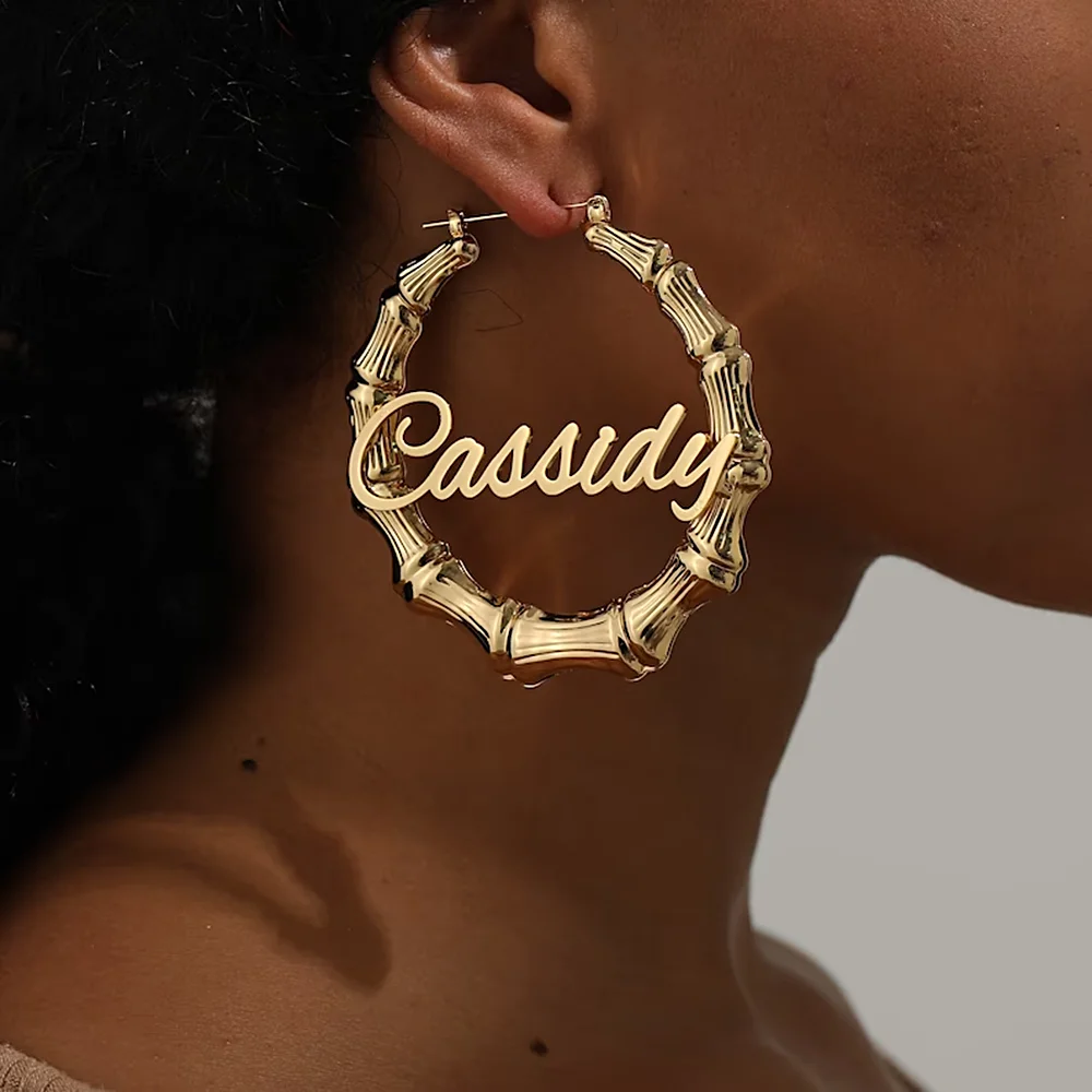 50mm-100mm Bamboo Earrings Customize Name Earrings Custom Hoop Bamboo Style Personality Earrings with Heart-shaped with Gift Box
50mm-100mm Bamboo Earrings Customize Name Earrings Custom Hoop Bamboo Style Personality Earrings with Heart-shaped with Gift Box