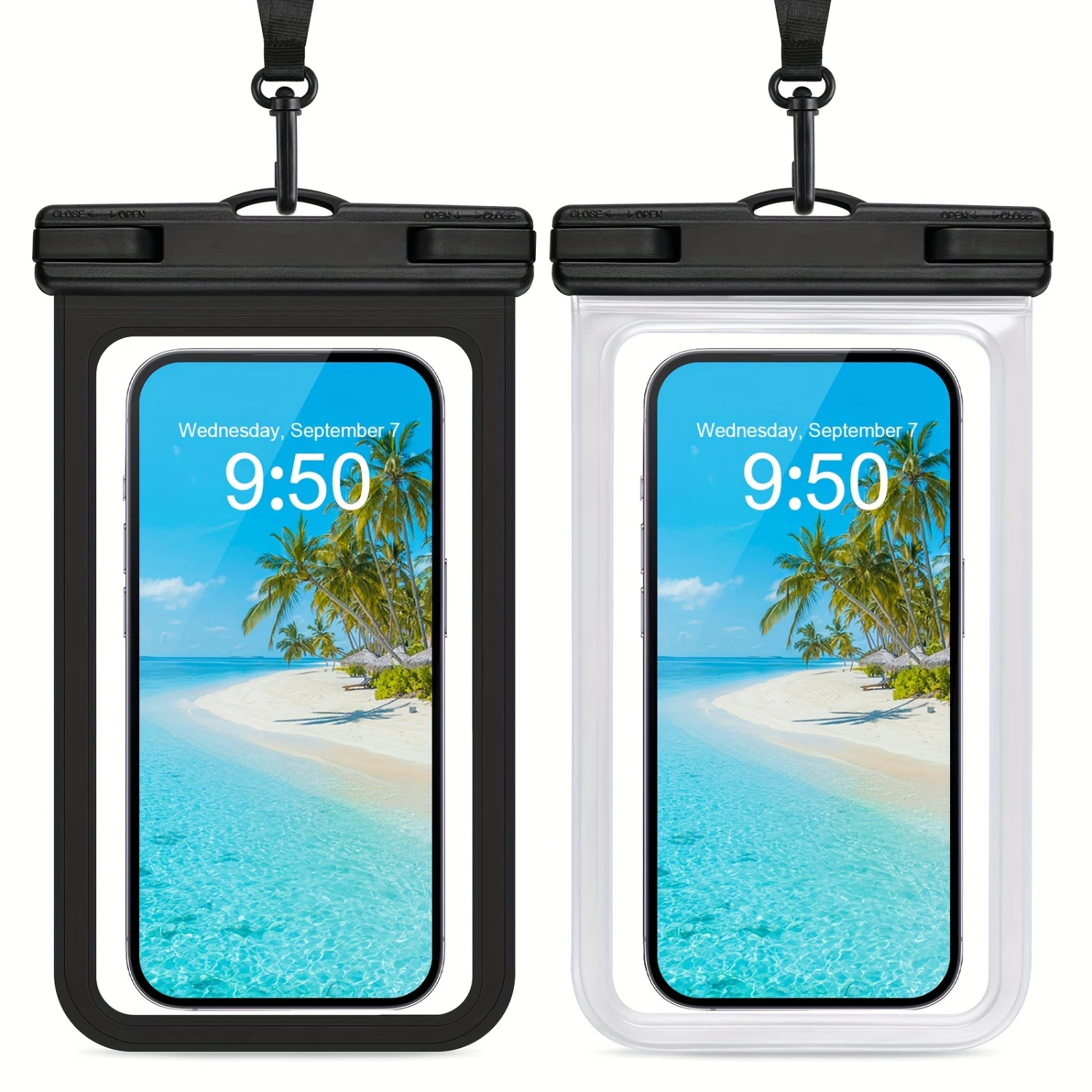 Waterproof Phone Pouch 2-Pack, IPX8 Certified Dry Bag Case, 6.9 Inch Universal Size, Water-Resistant Plastic with Smooth Textur
Waterproof Phone Pouch 2-Pack, IPX8 Certified Dry Bag Case, 6.9 Inch Universal Size, Water-Resistant Plastic with Smooth Textur
