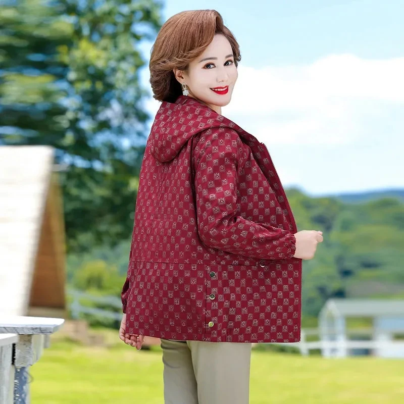 Fashion Printed Casual Jacket Female Spring Autumn Women's Coat Tops Middle-Aged Elderly Mom Hooded Short Windbreaker Outerwear
Fashion Printed Casual Jacket Female Spring Autumn Women's Coat Tops Middle-Aged Elderly Mom Hooded Short Windbreaker Outerwear