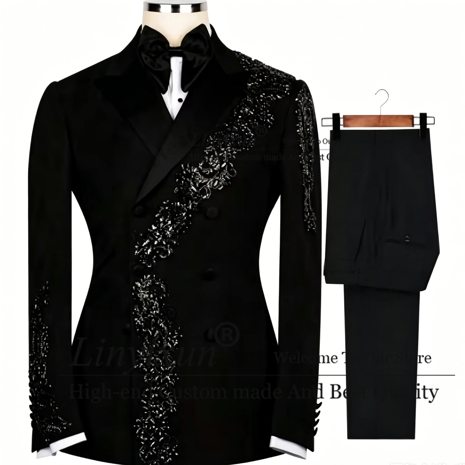 Elgant Handcrafted Embellished Blazer Men's Suit 2 Pieces Outfit Peak Lapel Tuxedo Set Formal Suit Customized costumes hommee
Elgant Handcrafted Embellished Blazer Men's Suit 2 Pieces Outfit Peak Lapel Tuxedo Set Formal Suit Customized costumes hommee