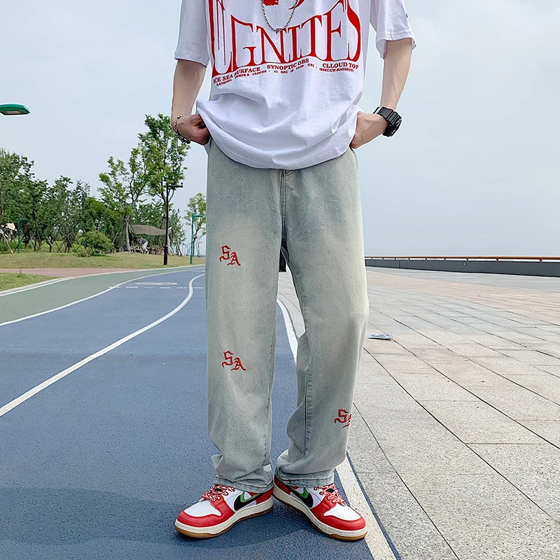 Light Blue Men's Embroidery Jeans Neutral American Style Streetwear Vintage Pants Women Chic Casual Denim Wide Leg Trouser
Light Blue Men's Embroidery Jeans Neutral American Style Streetwear Vintage Pants Women Chic Casual Denim Wide Leg Trouser