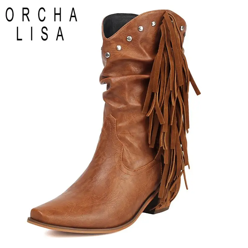 ORCHA LISA 2025 Fashion Western Boots Square Toe Chunky Heels 6cm Slip On Tassels Crystal Big Size 49 50 Casual Mid Calf Bota
ORCHA LISA 2025 Fashion Western Boots Square Toe Chunky Heels 6cm Slip On Tassels Crystal Big Size 49 50 Casual Mid Calf Bota