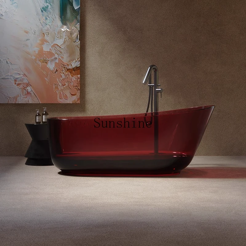 Simple atmospheric color crystal oval transparent resin freestanding integrated bathtub
Simple atmospheric color crystal oval transparent resin freestanding integrated bathtub