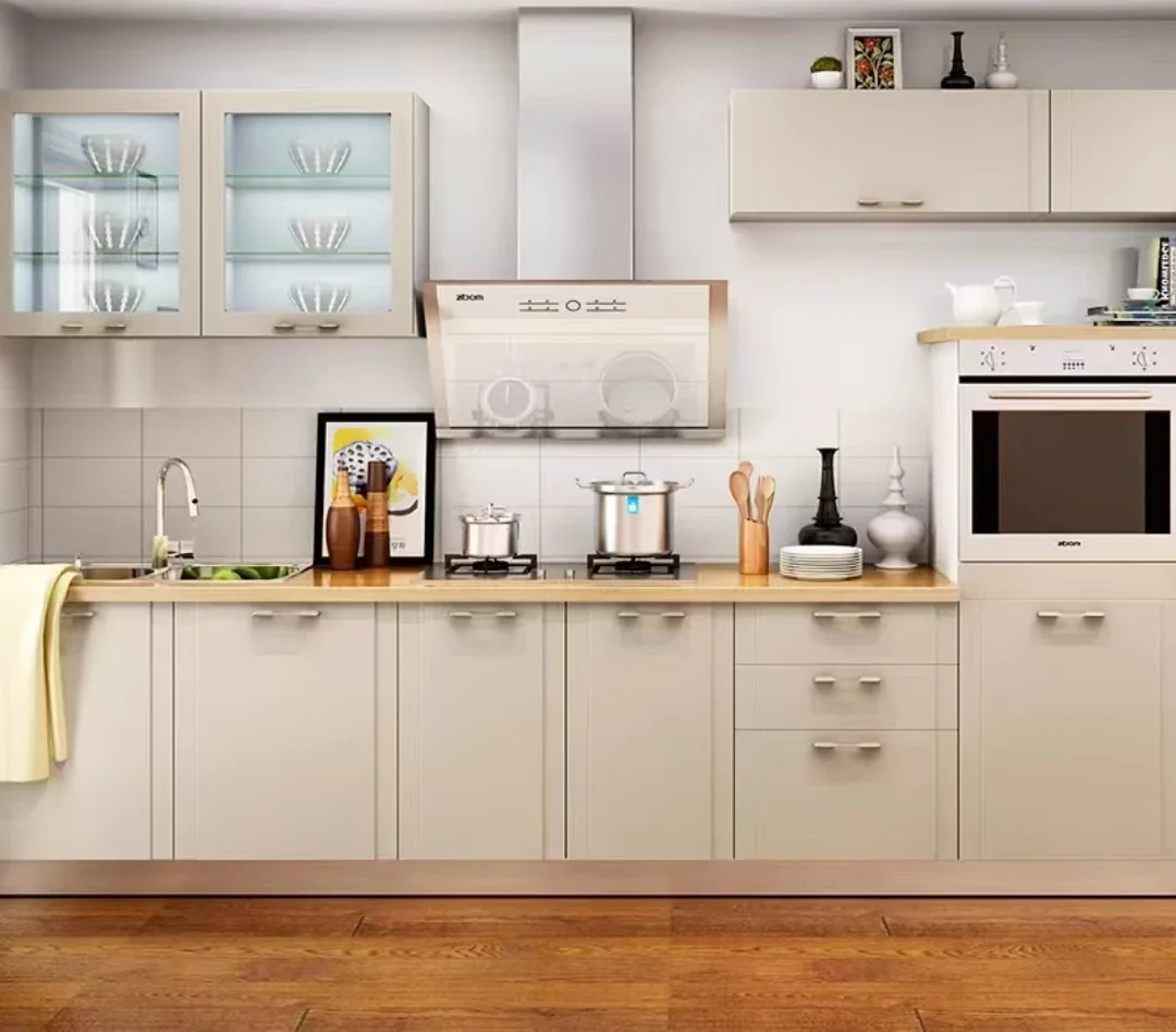 -Modern minimalist light luxury style integrated kitchen unit set villa furniture cabinet
-Modern minimalist light luxury style integrated kitchen unit set villa furniture cabinet