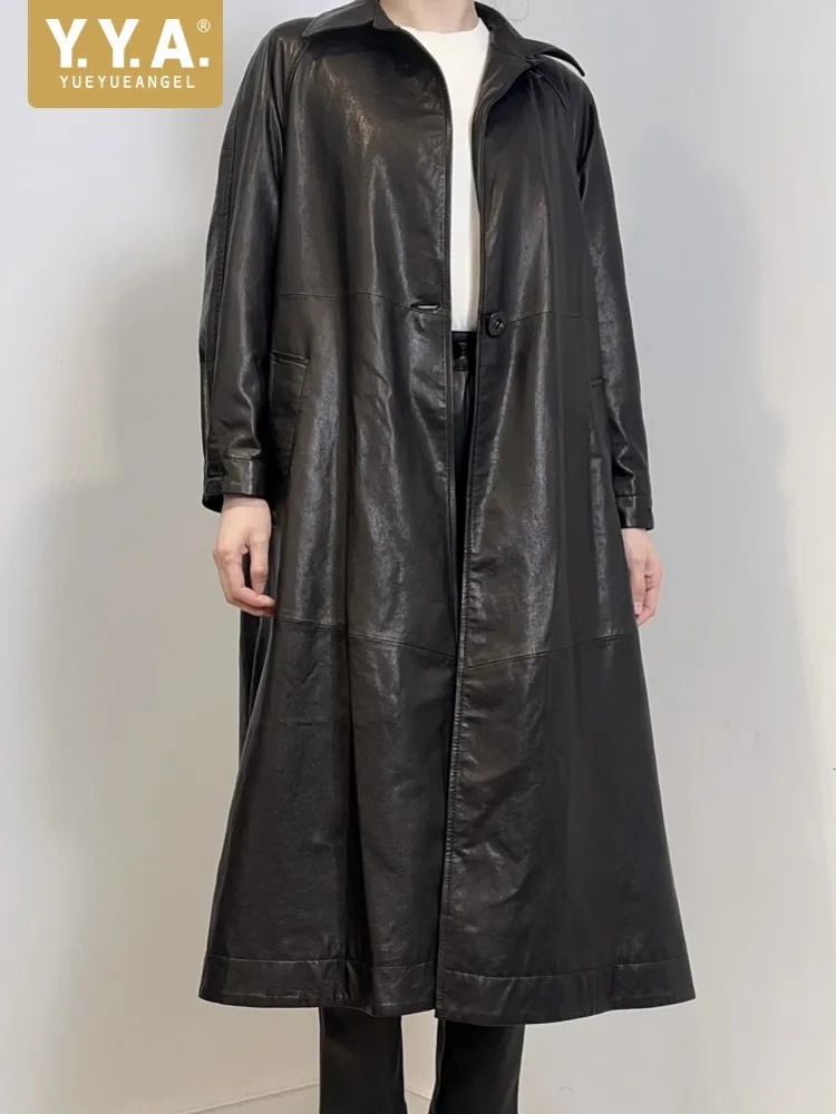 Designer Women Sheepskin Genuine Leather Long Jacket Office Ladies Spring Autumn Work Trench Coat Loose Fit Windbreaker Outwear
Designer Women Sheepskin Genuine Leather Long Jacket Office Ladies Spring Autumn Work Trench Coat Loose Fit Windbreaker Outwear