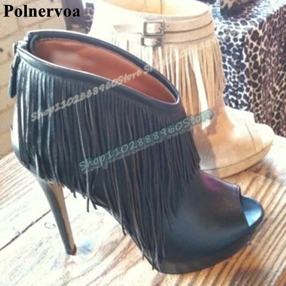 Black Leather Tassels Platform Pumps Stilettos High Heel Shoes For Women Back Zipper Peep Toe Fashion Party Zapatos Para Mujer
Black Leather Tassels Platform Pumps Stilettos High Heel Shoes For Women Back Zipper Peep Toe Fashion Party Zapatos Para Mujer