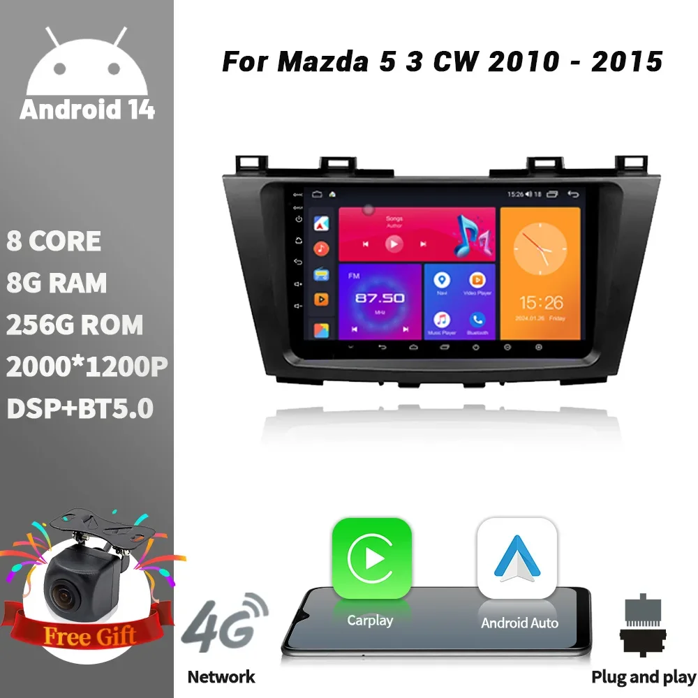 Car Radio Multimedia Player Navigation Wireless CarPlay Touch Screen Stereo Android Bluetooth For Mazda 5 3 CW 2010 - 2015
Car Radio Multimedia Player Navigation Wireless CarPlay Touch Screen Stereo Android Bluetooth For Mazda 5 3 CW 2010 - 2015