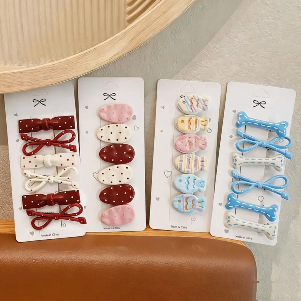 6Pcs/Set Fashion Sweet Oval Bow Hair Clip Colorful Polka Dot Side Bangs Forehead Clip Duckbill Clips Hair Accessories
6Pcs/Set Fashion Sweet Oval Bow Hair Clip Colorful Polka Dot Side Bangs Forehead Clip Duckbill Clips Hair Accessories