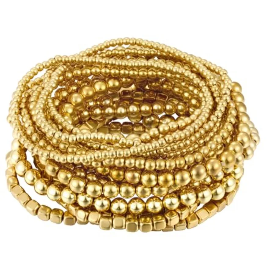 ÌF ME 16 PCS Gold Bead Bracelet for Women, Gold Beaded Stretch Plated Stackable Strand Bead Ball Bracelets stack Adjustable Jew
ÌF ME 16 PCS Gold Bead Bracelet for Women, Gold Beaded Stretch Plated Stackable Strand Bead Ball Bracelets stack Adjustable Jew
