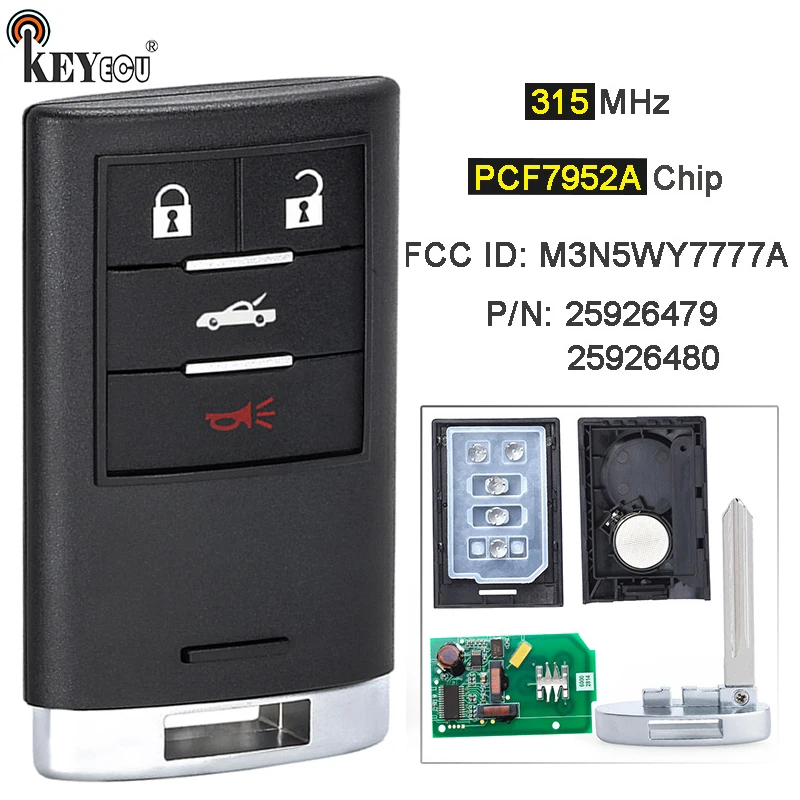 KEYECU 315 МГц PCF7952A Чип FCC ID: M3N5WY7777A Бесключевой дистанционный брелок для Chevrolet Corvette 2008 2009 2010 2011 2012 2013
KEYECU 315 МГц PCF7952A Чип FCC ID: M3N5WY7777A Бесключевой дистанционный брелок для Chevrolet Corvette 2008 2009 2010 2011 2012 2013