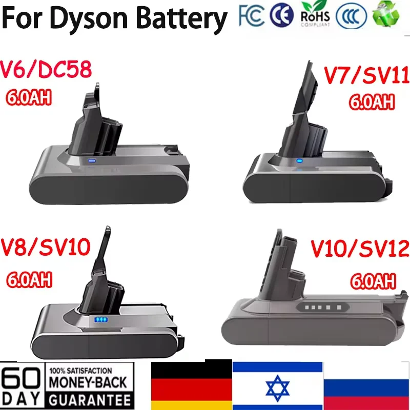 for Dyson V6 V7 V8 V10 11 Series SV07 SV09 SV10 SV12 DC62 Absolute Fluffy Animal Pro Bateria
for Dyson V6 V7 V8 V10 11 Series SV07 SV09 SV10 SV12 DC62 Absolute Fluffy Animal Pro Bateria