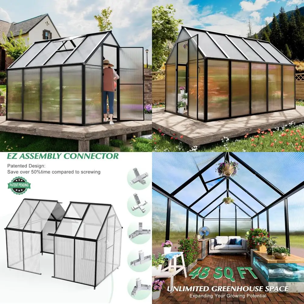 Heavy-Duty Aluminum Greenhouse Kit with Easy Snap-Together Connectors, Wind and Snow Resistant for Gardening and Urban Farming
Heavy-Duty Aluminum Greenhouse Kit with Easy Snap-Together Connectors, Wind and Snow Resistant for Gardening and Urban Farming