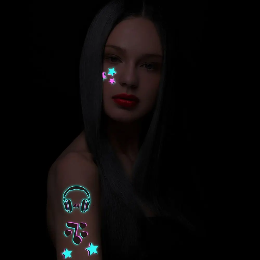 20Sheets Skin-Friendly Luminous Tattoo Stickers Cartoon Night Light Concert Fake Tatoo Toys Decorations Funny DIY Body Art
20Sheets Skin-Friendly Luminous Tattoo Stickers Cartoon Night Light Concert Fake Tatoo Toys Decorations Funny DIY Body Art