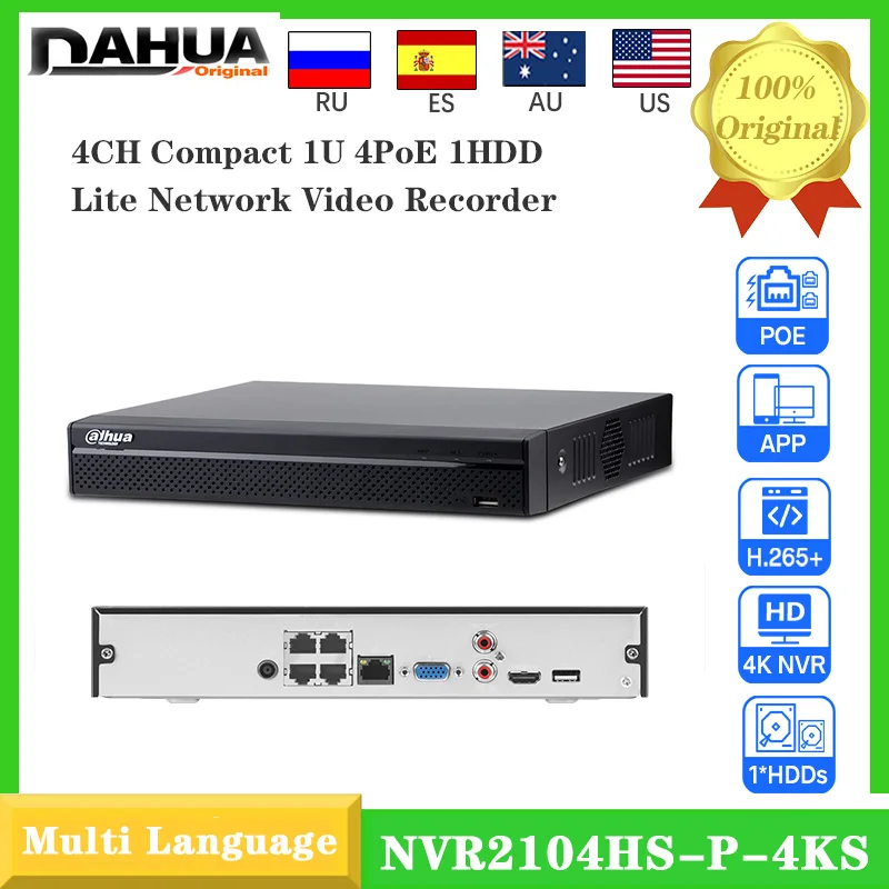 Original Dahua 4K NVR2104HS-P-4KS3 4CH Compact 1U 4PoE 1HDD Lite Network Video Recorder, Support Perimeter Protection
Original Dahua 4K NVR2104HS-P-4KS3 4CH Compact 1U 4PoE 1HDD Lite Network Video Recorder, Support Perimeter Protection