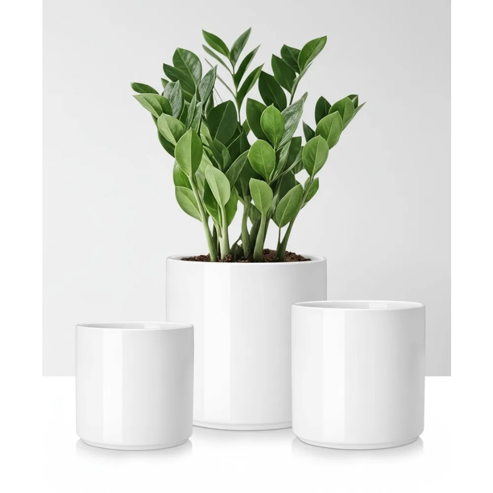 Ceramic Plant Pots Set of 3 with Drainage Hole, Indoor Outdoor Flower Planters for Home Garden Decor
Ceramic Plant Pots Set of 3 with Drainage Hole, Indoor Outdoor Flower Planters for Home Garden Decor