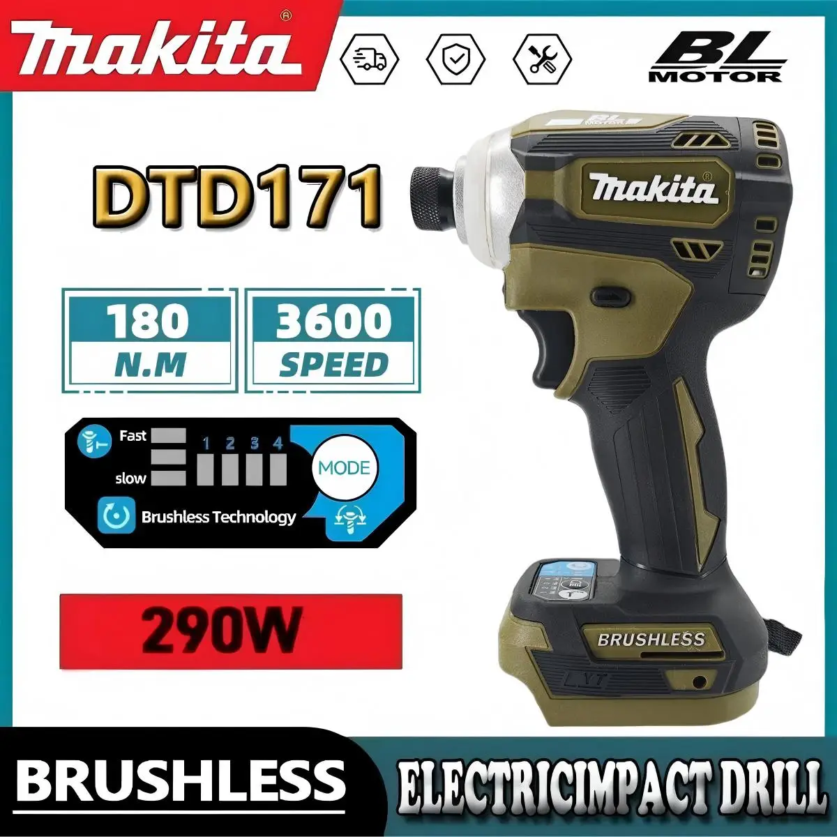 Бесщеточный аккумуляторный ударный гайковерт Makita DTD171, зеленый, 180 Нм, 3600 об/мин, с LED-подсветкой, перезаряжаемый, без АКБ и ЗУ
Бесщеточный аккумуляторный ударный гайковерт Makita DTD171, зеленый, 180 Нм, 3600 об/мин, с LED-подсветкой, перезаряжаемый, без АКБ и ЗУ