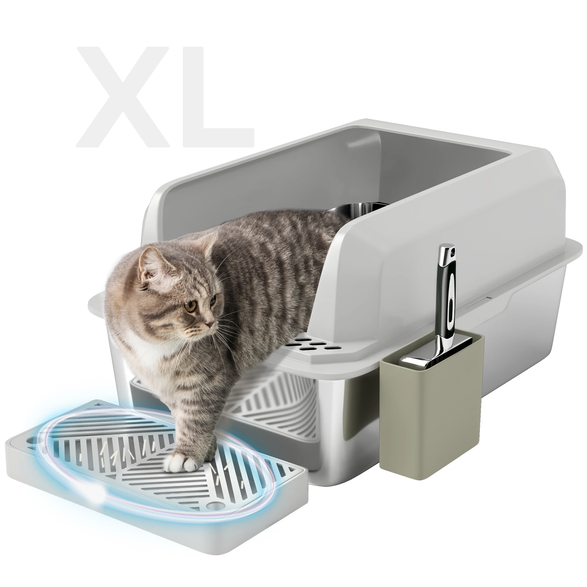 Stainless Steel Litter Box with Metal Scoop & Scoop Holder, High Sided, Anti-Urine Leakage, Non-Sticky
Stainless Steel Litter Box with Metal Scoop & Scoop Holder, High Sided, Anti-Urine Leakage, Non-Sticky