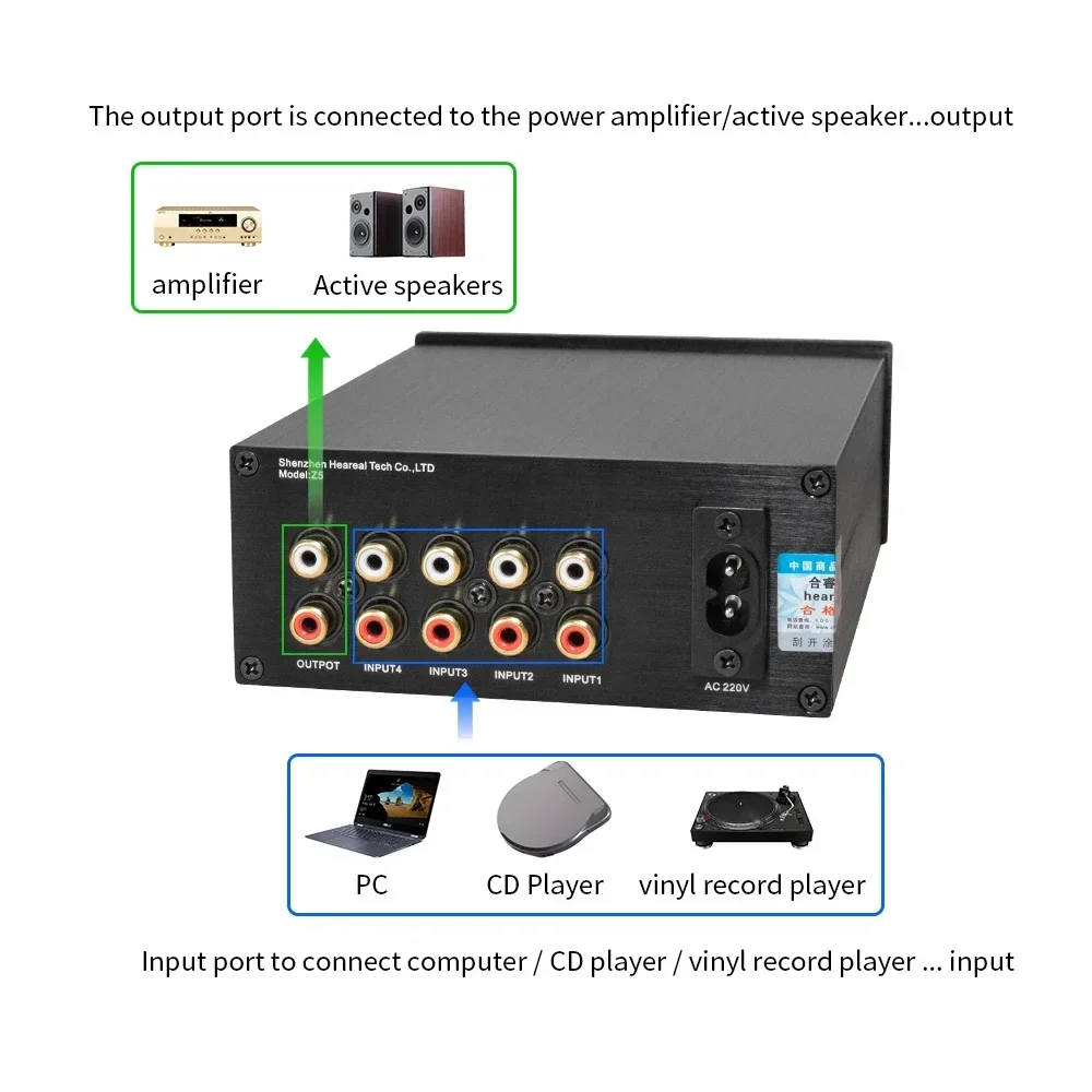 AC220V 4 In 1 Out Lossless Audio Signal Switcher Active Speaker Splitter Remote Control Selector Box For Home Amplifier
AC220V 4 In 1 Out Lossless Audio Signal Switcher Active Speaker Splitter Remote Control Selector Box For Home Amplifier