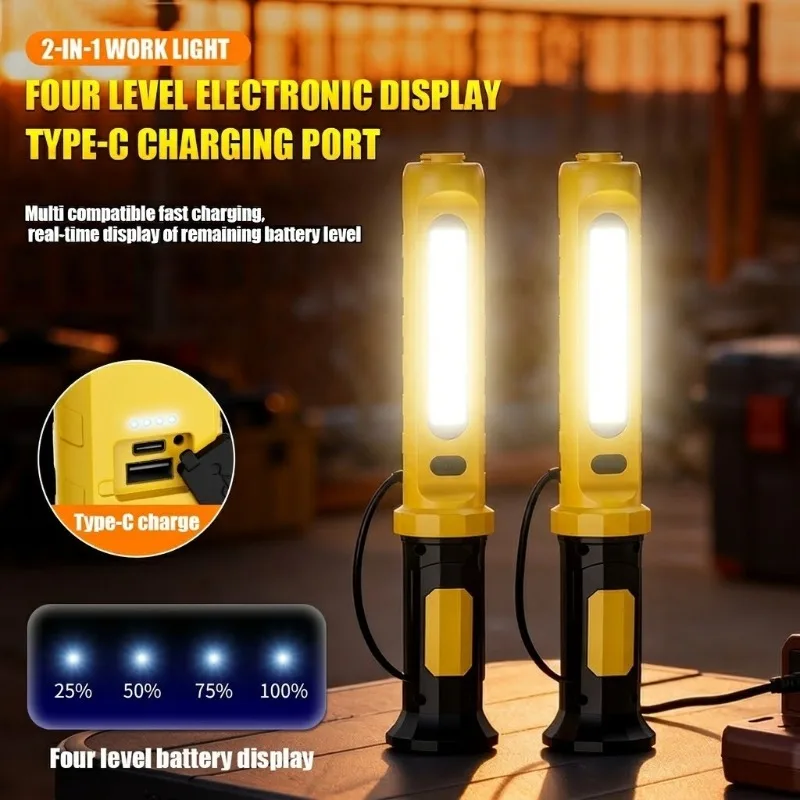 New 2-in-1 Rechargeable Work Light with Magnetic Base & Hook 4000mAh Battery Power Bank Car Repair Protable Lamp Camping Lantern
New 2-in-1 Rechargeable Work Light with Magnetic Base & Hook 4000mAh Battery Power Bank Car Repair Protable Lamp Camping Lantern