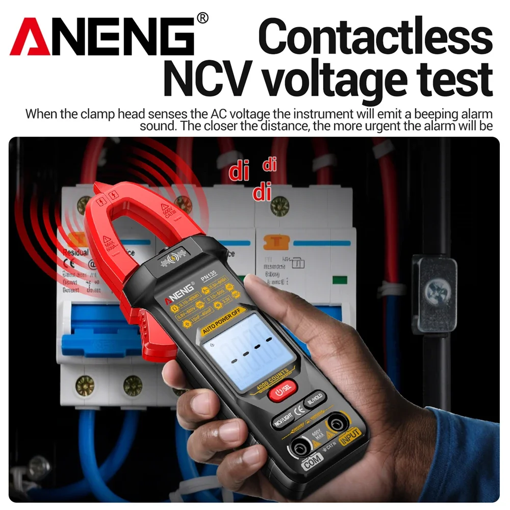 ANENG PN135 Digital Clamp Meter 4000 Counts NCV Tester AC DC Voltage Current Ohm Capacitance Diode Electrician Tool
ANENG PN135 Digital Clamp Meter 4000 Counts NCV Tester AC DC Voltage Current Ohm Capacitance Diode Electrician Tool