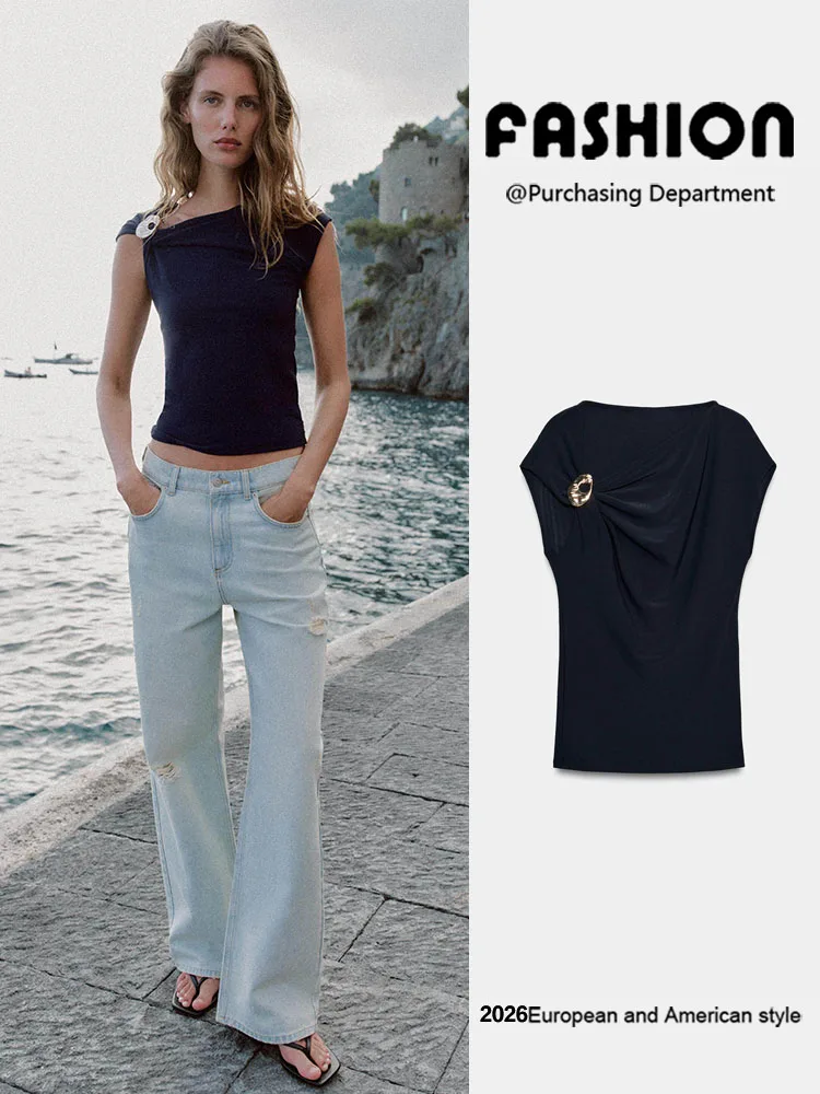 New Summer Women's Sleeveless Asymmetric Pleated Top Asymmetrical Design Casual Comfortable Fashionable Women's Wear
New Summer Women's Sleeveless Asymmetric Pleated Top Asymmetrical Design Casual Comfortable Fashionable Women's Wear