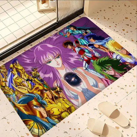Shonen Anime Saint Seiya Entrance Door Mat Washable Non-Slip Living Room Sofa Chairs Area Mat Kitchen Welcome Doormat