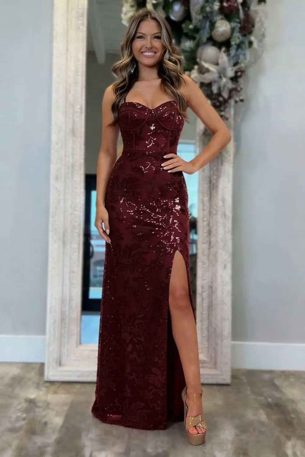 Long Women 2026 Spaghetti Straps Mermaid Sequin Lace Prom Dresses Corset Formal Evening Party Gown with Slit Women Elegant
Long Women 2026 Spaghetti Straps Mermaid Sequin Lace Prom Dresses Corset Formal Evening Party Gown with Slit Women Elegant
