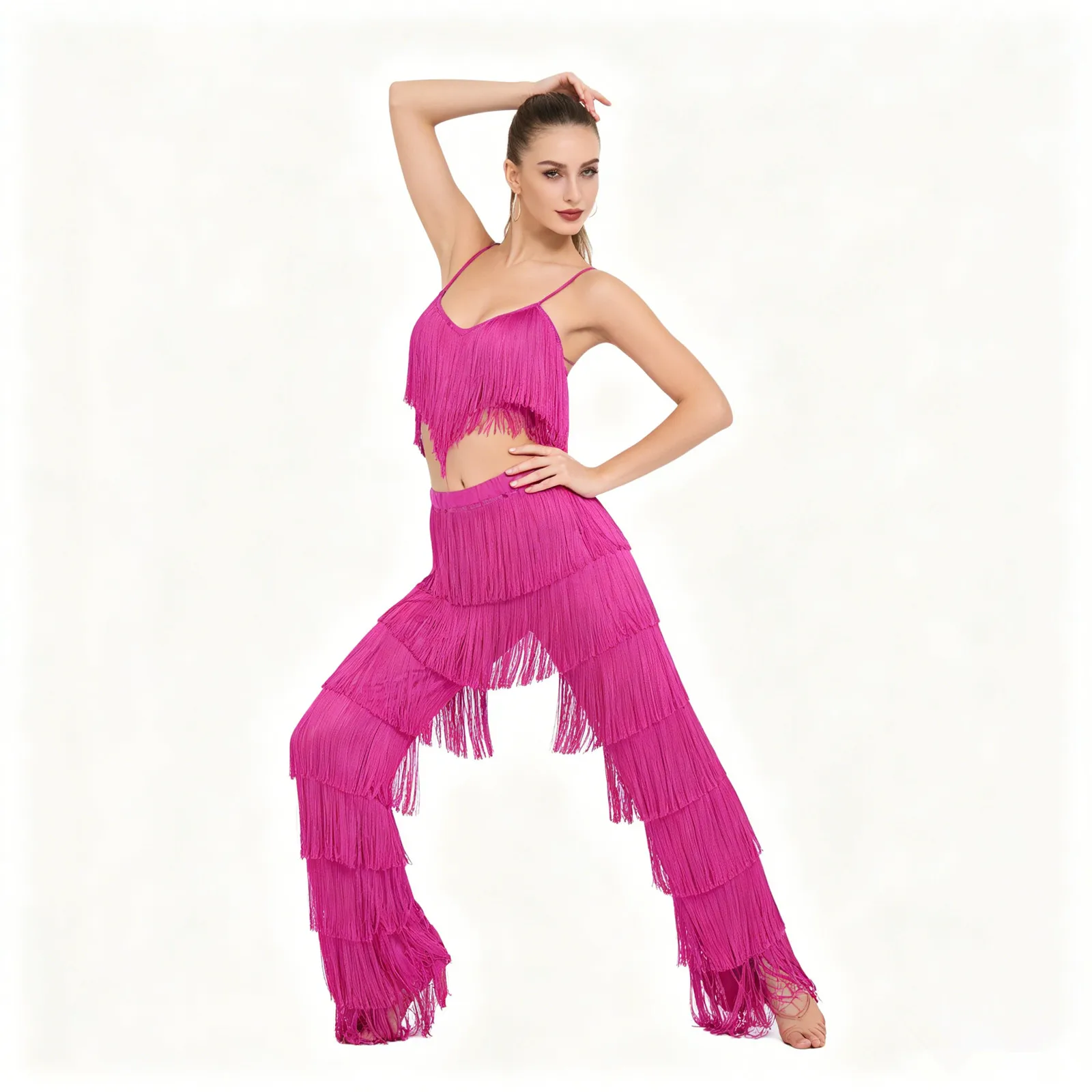 Women Latin Dance Disco Performance Costume Elastic Waist Tassels Pants Ballroom Dancing Cha-cha Tango Rumba Samba Trousers
Women Latin Dance Disco Performance Costume Elastic Waist Tassels Pants Ballroom Dancing Cha-cha Tango Rumba Samba Trousers