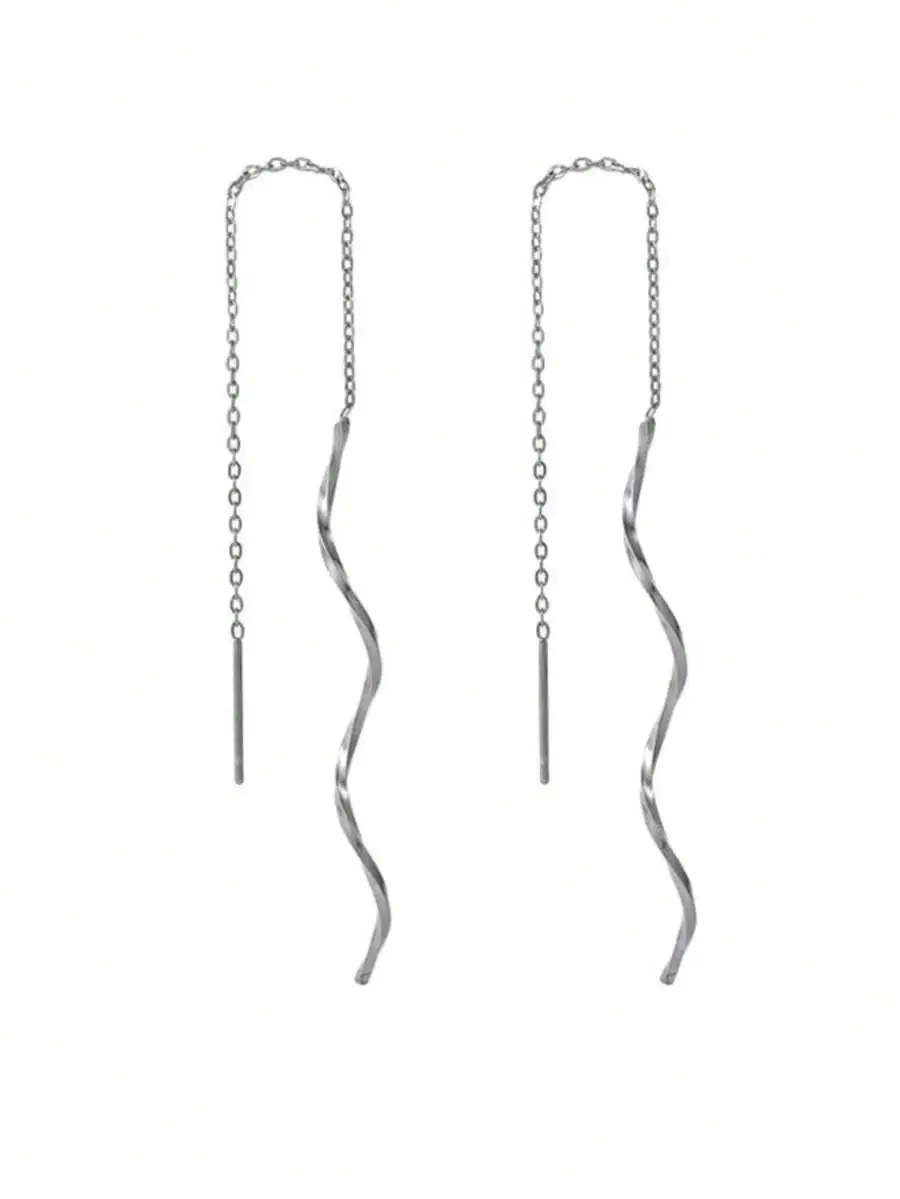 1 Pair Wavy Steel Color Earrings, Geometric Vintage Style Long Dangle Earrings For Women, Suitable For Round Faces
1 Pair Wavy Steel Color Earrings, Geometric Vintage Style Long Dangle Earrings For Women, Suitable For Round Faces