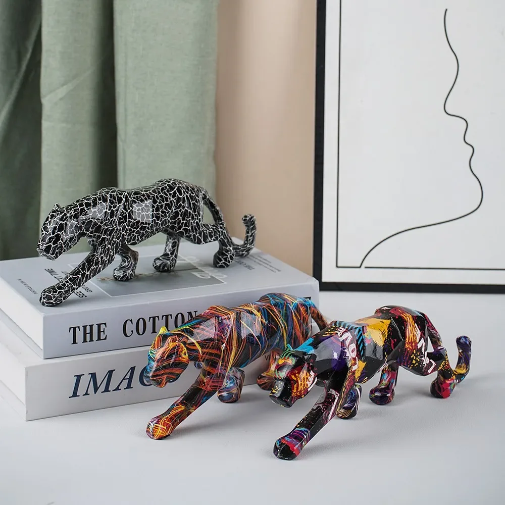 Modern Abstract Geometric Leopard Statue Hydro Dip Colorful Graffiti Print Resin Panther Sculpture Home Office Cool Decor Gift
Modern Abstract Geometric Leopard Statue Hydro Dip Colorful Graffiti Print Resin Panther Sculpture Home Office Cool Decor Gift
