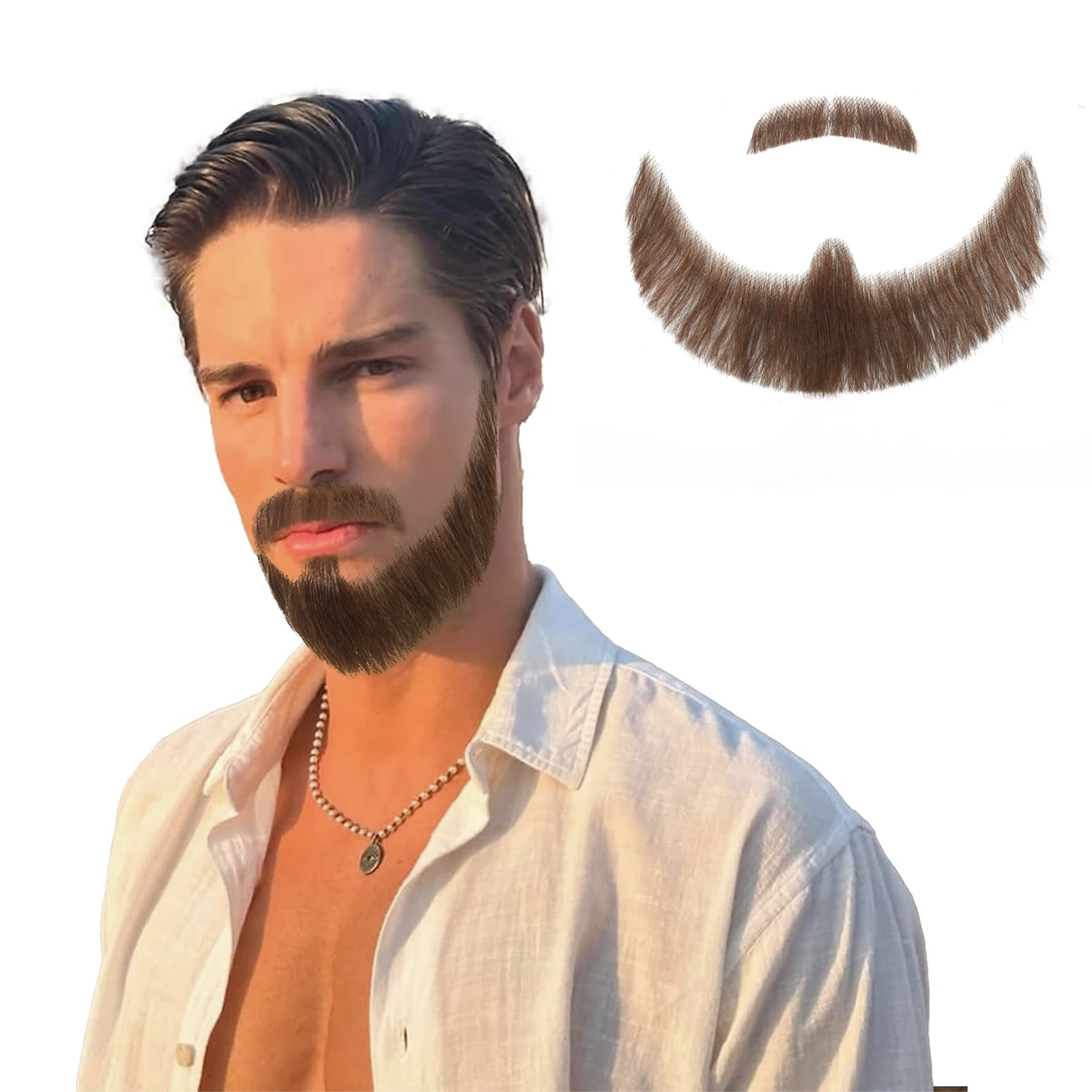 Invisible Soft Lace Fake Beard And Mustache Full Face Realistic Human Hair Stick-On Facial Hair for Halloween Party Cosplay
Invisible Soft Lace Fake Beard And Mustache Full Face Realistic Human Hair Stick-On Facial Hair for Halloween Party Cosplay