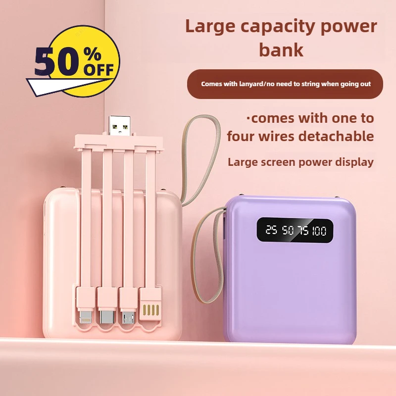20000mAh Power Bank with Built-in Detachable Three Cables Portable Mobile Power Supply
20000mAh Power Bank with Built-in Detachable Three Cables Portable Mobile Power Supply
