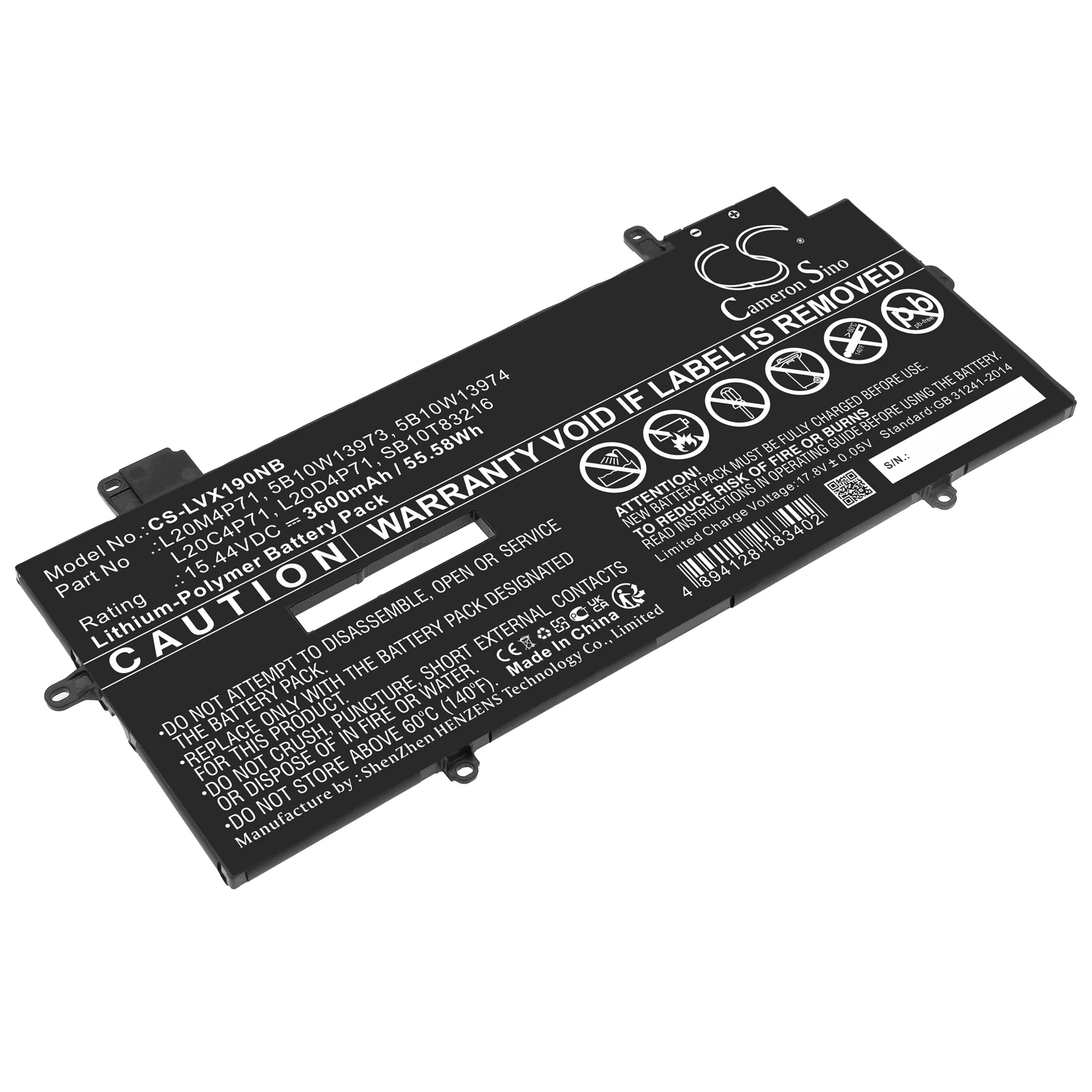Li-Polymer Notebook, Laptop Battery for Lenovo, 15.44V, 3600mAh , Compatible Models: ThinkPad X1 Carbon G9 20XW002D
Li-Polymer Notebook, Laptop Battery for Lenovo, 15.44V, 3600mAh , Compatible Models: ThinkPad X1 Carbon G9 20XW002D