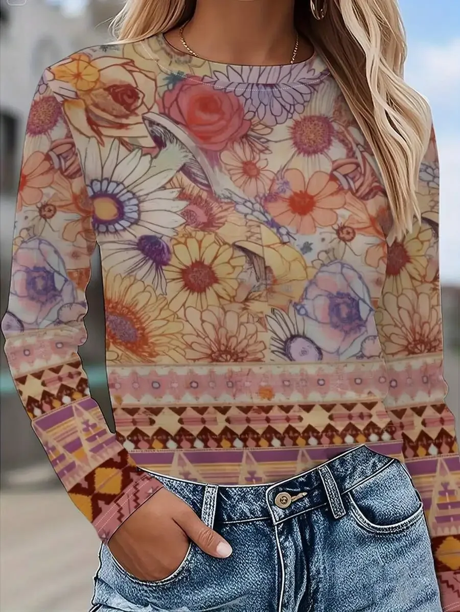 Womens Multicolor Floral Print Boho Long Sleeve Tunic Top Round Neck Casual Blouse
Womens Multicolor Floral Print Boho Long Sleeve Tunic Top Round Neck Casual Blouse