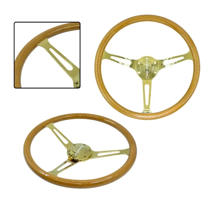 Retro solid wood steering wheel, modified 15-inch gold frame, steering wheel
Retro solid wood steering wheel, modified 15-inch gold frame, steering wheel