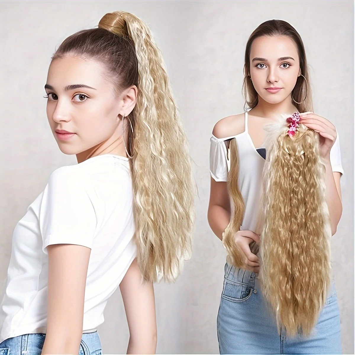 1pc European and American Wig Ponytail Female Long Curly Hair Corn Perm Smooth Magic Stickers Ponytail Wig Hair Extensions
1pc European and American Wig Ponytail Female Long Curly Hair Corn Perm Smooth Magic Stickers Ponytail Wig Hair Extensions