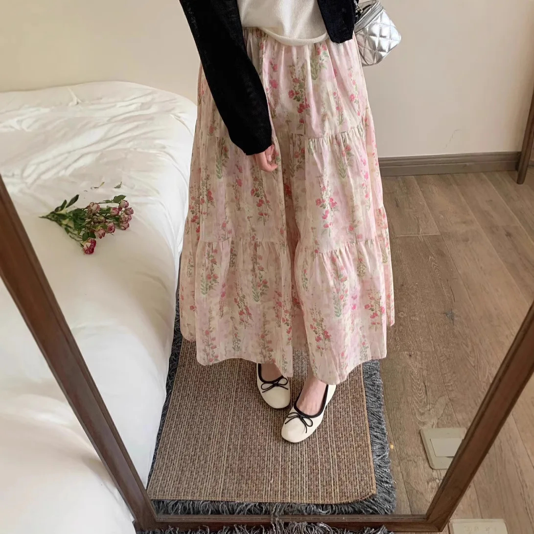 Floral Pleated Skirt Women's Elastic High-waisted Thin A-shaped Skirt Medium and Long Versatile Drape Umbrella Skirt
Floral Pleated Skirt Women's Elastic High-waisted Thin A-shaped Skirt Medium and Long Versatile Drape Umbrella Skirt