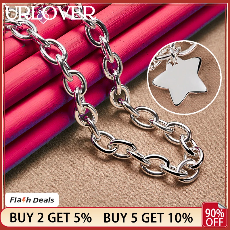 URLOVER 925 Sterling Silver Star Pendant Necklace For Women Party Engagement Wedding Birthday Fashion Charm Jewelry Simple Chain
URLOVER 925 Sterling Silver Star Pendant Necklace For Women Party Engagement Wedding Birthday Fashion Charm Jewelry Simple Chain