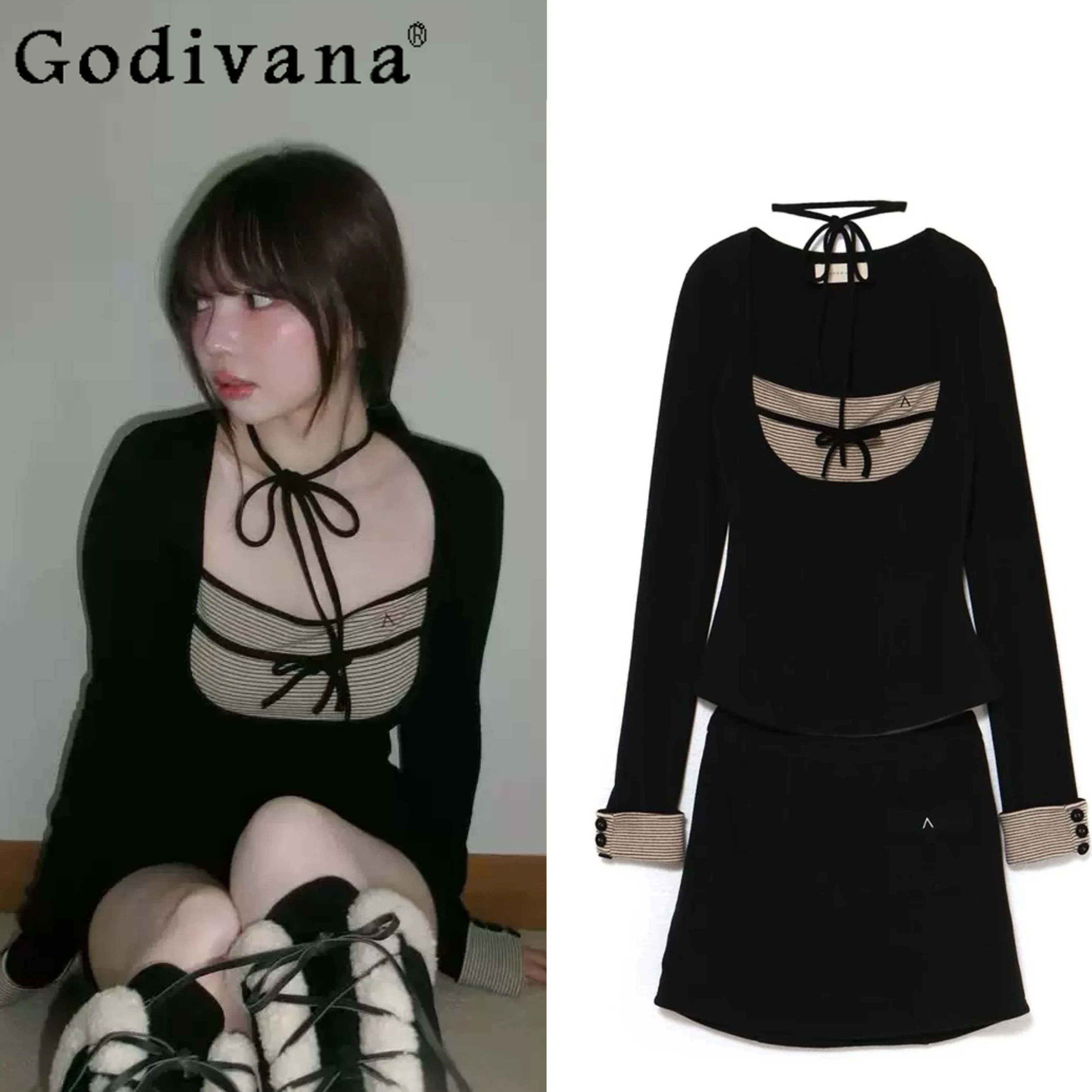 Spring and Autumn Lady Japan Style Sweet Long Sleeve Top Skirt 2-Piece Se Women's Slim Fit Elegant Striped T-Shirt Skirt Outfit
Spring and Autumn Lady Japan Style Sweet Long Sleeve Top Skirt 2-Piece Se Women's Slim Fit Elegant Striped T-Shirt Skirt Outfit