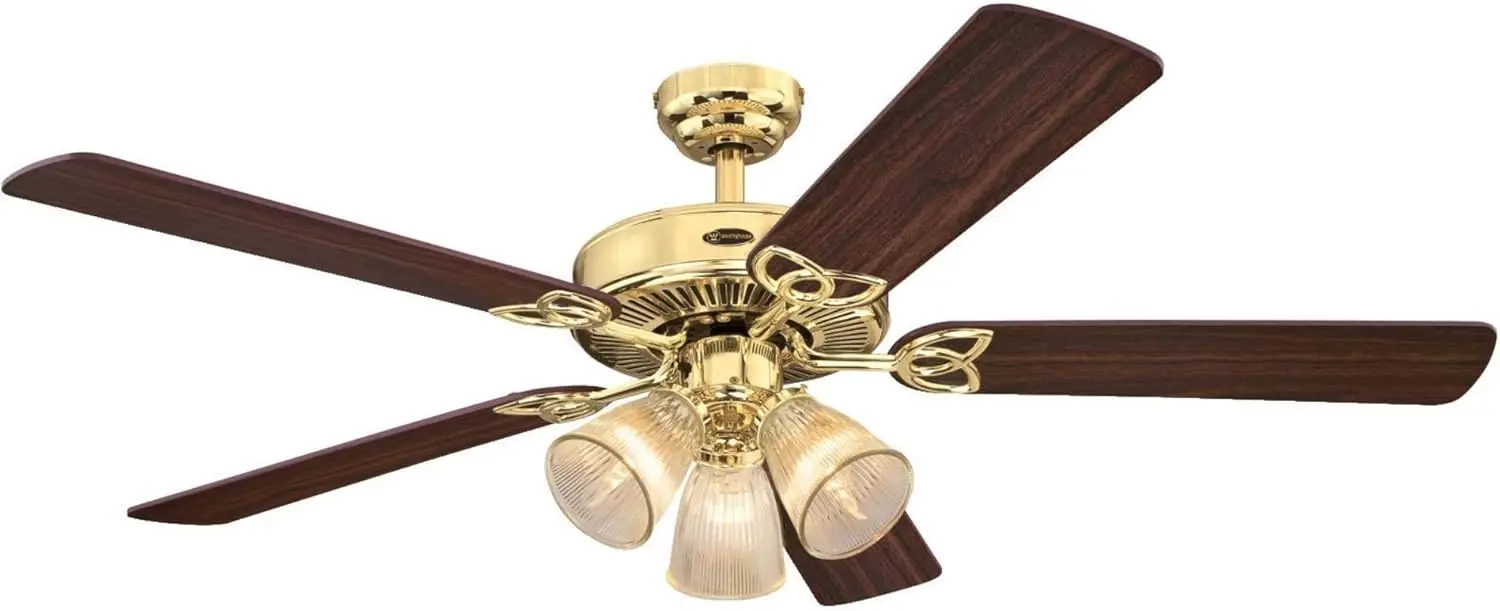 7233800 Vintage Indoor Ceiling Fan with Light, 52 Inch, Polished Brass
7233800 Vintage Indoor Ceiling Fan with Light, 52 Inch, Polished Brass