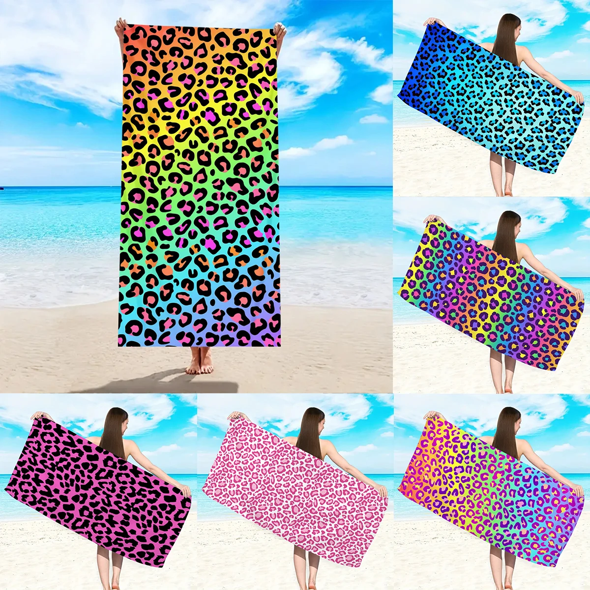 1pc Gradient color fashionable leopard print large beach towel, outdoor sports swimming multifunctional beach towel
1pc Gradient color fashionable leopard print large beach towel, outdoor sports swimming multifunctional beach towel
