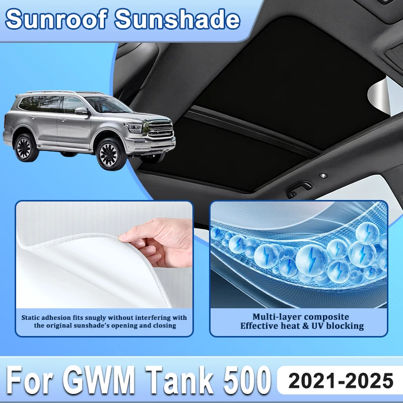 For GWM Tank 500 Body Kit 2021~2025 Accessories Car Sunroof Shade Electrostatic Adsorption Sun Roof Sunshade Visors Covers Parts
For GWM Tank 500 Body Kit 2021~2025 Accessories Car Sunroof Shade Electrostatic Adsorption Sun Roof Sunshade Visors Covers Parts