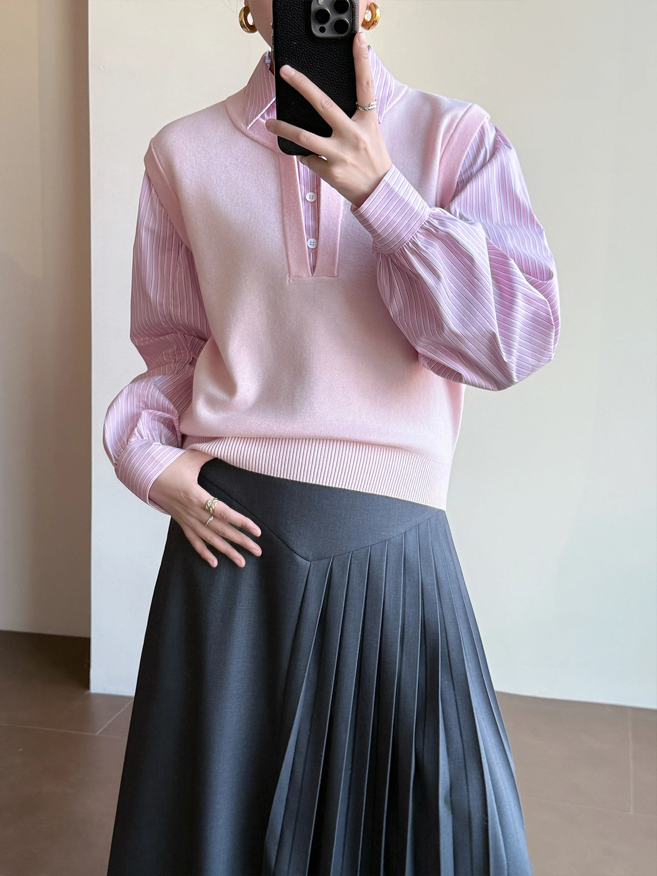 Tasyavan Slimming Effect Double Layered Stripe Patchwork Loose Knitted Top Women's Faion College Sle Long Sve irt
Tasyavan Slimming Effect Double Layered Stripe Patchwork Loose Knitted Top Women's Faion College Sle Long Sve irt