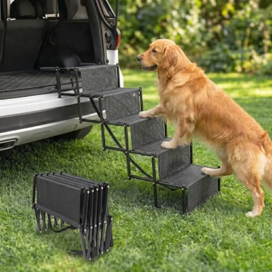Dog Stairs for Large Dogs, 37.4x12.8, 5 Steps Foldable Ramp with Non-Slip Rubber Surface, Gray, Extra Wide Lightweight PET-PLAS
Dog Stairs for Large Dogs, 37.4x12.8, 5 Steps Foldable Ramp with Non-Slip Rubber Surface, Gray, Extra Wide Lightweight PET-PLAS