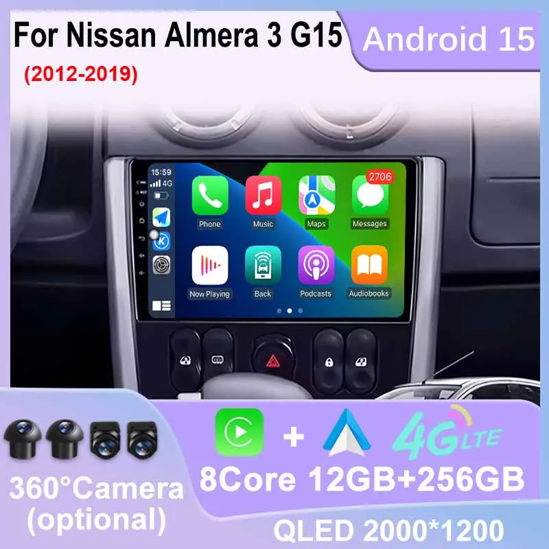 Android 15 для Nissan Almera 3 G15 2012-2019 беспроводной стерео экран Carplay автомобильный радиоприемник мультимедийный GPS-навигатор WIFI 4G
Android 15 для Nissan Almera 3 G15 2012-2019 беспроводной стерео экран Carplay автомобильный радиоприемник мультимедийный GPS-навигатор WIFI 4G