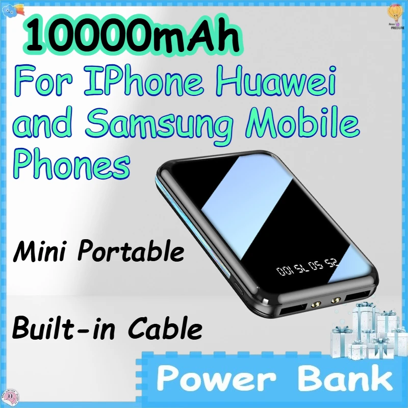 10000mAh Power Bank with Built-in Cable for IPhone Huawei and Samsung Mobile Phones Mini Portable Powerbank
10000mAh Power Bank with Built-in Cable for IPhone Huawei and Samsung Mobile Phones Mini Portable Powerbank